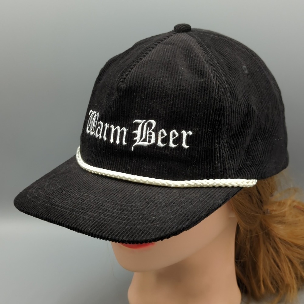 Drink Warm Beer Hat Corduroy Rope Old English Black Snapback Cap Novelty Funny
